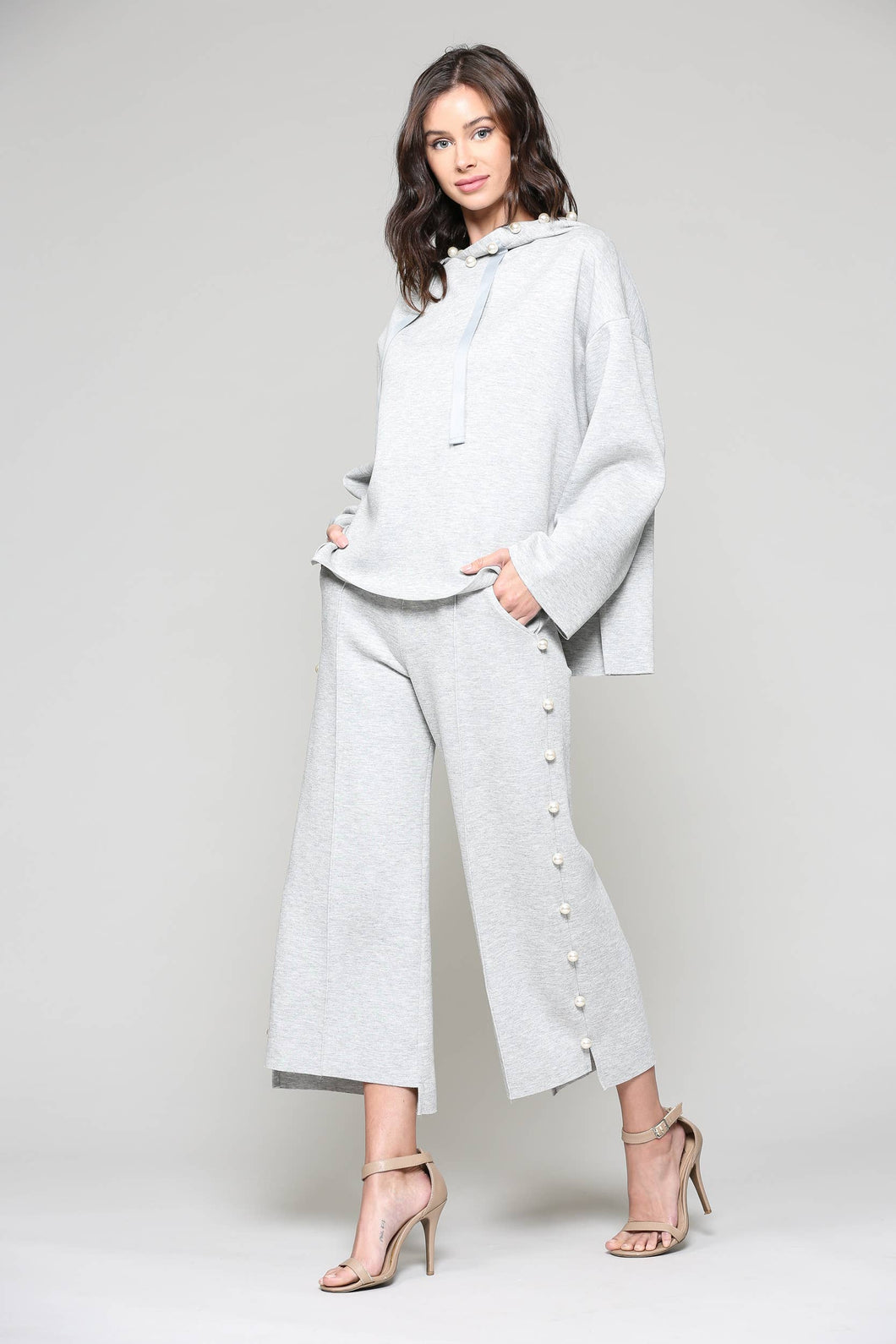 Francine French Scuba Pearl Hoodie - Grey