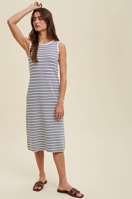 Striped Tank Sweater Midi Dress
