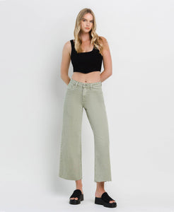 Vervet by Flying Monkey High Rise Wide Leg Jeans - Swamp