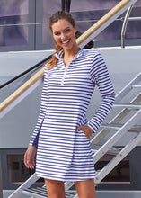 Load image into Gallery viewer, Cabana Life - Navy Stripe L/S Sport Dress