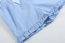 Load image into Gallery viewer, Girls Light Blue Gingham Golf Tee and Shorts 2pc Set