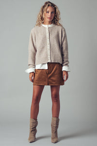 Lace Trim Wool Blend Cardigan
