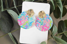 Load image into Gallery viewer, The Adorned Fox - Preppy Earrings, Colorful Notched Circle Earrings, Floral