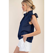 Load image into Gallery viewer, STYLE USA - Sleeveless Ruffle Top: SKY / L