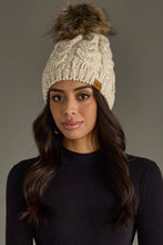 Load image into Gallery viewer, Panache Apparel Co. - Beige Cable Knit Pom Hat