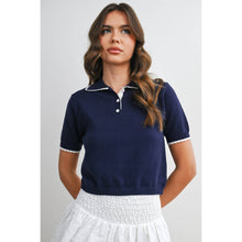 Load image into Gallery viewer, BUTTERMELON - Scalloped Trim Knit Polo Top - BMW8391