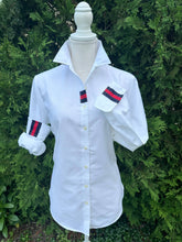 Load image into Gallery viewer, Pearly Vine - Casie 2 - White Oxford w/Navy &amp; Red Stripe Ribbon 