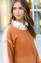 Load image into Gallery viewer, La Miel - MCS3556-Loose Fit Color Block Round Neck Sweater Fall