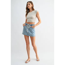 Load image into Gallery viewer, High Rise Mini Pull On Denim Skirt