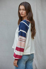 Load image into Gallery viewer, Knit Multi Color Striped Long Sleeve Pullover Top