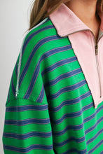 Load image into Gallery viewer, Striped Half Zip Contrast Collar Sweatshirt