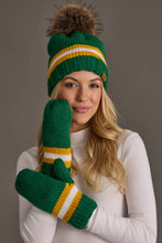 Load image into Gallery viewer, Panache Apparel Co. - Green, Gold &amp; White Knit Pom Hat