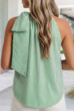 Load image into Gallery viewer, Aapparella - Stripe Tied Knot Frilled Collar Sleeveless Top | S-2XL