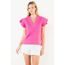 Load image into Gallery viewer, Stitched V-Neck Short Sleeve Top