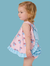Load image into Gallery viewer, Baby Girls Pink Patriotic Gingham Ruffle Swing Top &amp; Bloomer Set