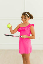 Load image into Gallery viewer, Girls Neon Magenta Active Tennis Dress &amp; Bike Short Set