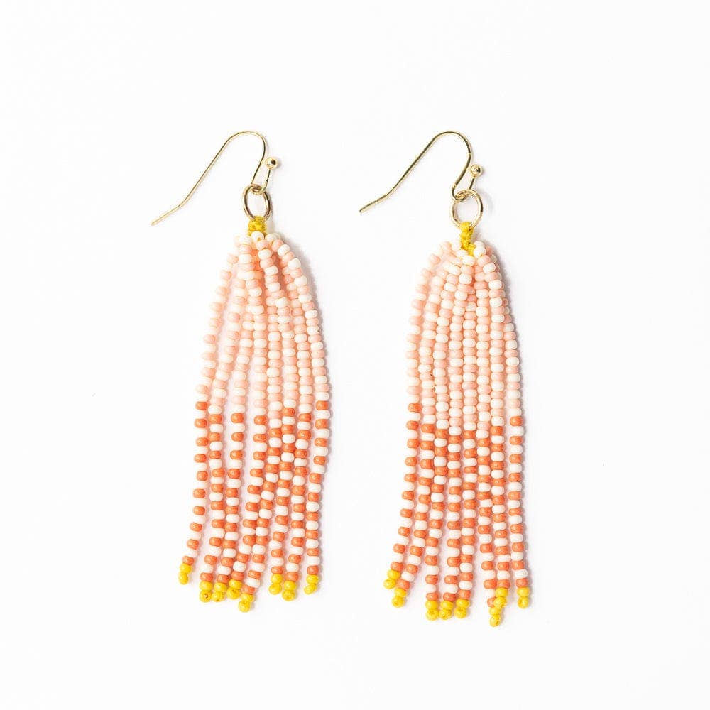 INK + ALLOY - Abbey Tassel Alternating Seed Bead Earring Pink And Coral