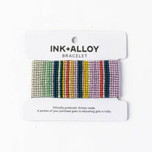 Load image into Gallery viewer, INK + ALLOY - Penelope Stripe Vertical Seed Bead Bracelet Lilac Green Lemon