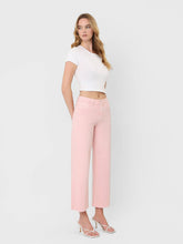 Load image into Gallery viewer, VERVET by FLYING MONKEY - HIGH RISE PALE LILAC COLOR CROP WIDE LEG JEANS T5894PLL