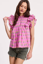 Load image into Gallery viewer, Floral Cluster Ruffle Blouse - Pink