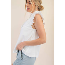 Load image into Gallery viewer, STYLE USA - Sleeveless Ruffle Top: SKY / M