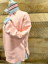 Load image into Gallery viewer, Pearly Vine - Danny Sweatshirt - Pink w Pink, White &amp; Navy Stripe Ribbon