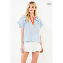 Load image into Gallery viewer, THML - /Size XL/ Short Sleeve Gimgham Patterned Top