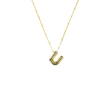 Load image into Gallery viewer, Savvy Bling - Initial Balloon Bubble Gold Necklace: W / GOLD SMOOTH
