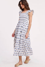 Load image into Gallery viewer, Floral Clusters Smocked Midi Dress - White