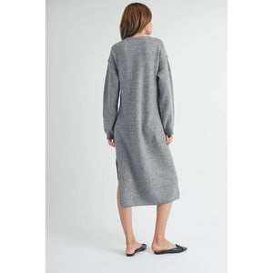 Brushed Midi Sweater Dress Grey