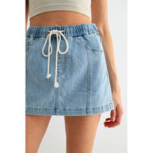 Load image into Gallery viewer, High Rise Mini Pull On Denim Skirt