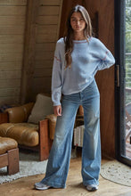 Load image into Gallery viewer, Knit Sweater With Contrast Stitches Detail - Rose