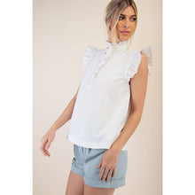 Load image into Gallery viewer, STYLE USA - Sleeveless Ruffle Top: SKY / M