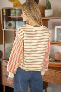 Mixed Striped Long Sleeve Knit Top