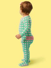 Load image into Gallery viewer, Baby Girls Cotton Modal Pink Coastal Cane Footed Ruffle One Piece Pajama