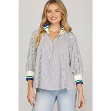 Load image into Gallery viewer, Navy Striped Top