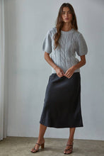 Load image into Gallery viewer, Knit Sweater Acrylic Nylon Wool Spandex Cable Detail - Gray