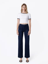 Load image into Gallery viewer, Flying Monkey- High Rise Patch Pocket Dark Blue Slim Wide Leg Jeans F9338