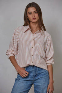 Woven Cotton Collar Neck Button Front Long Sleeve