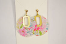 Load image into Gallery viewer, The Adorned Fox - Floral Notch Filled Circle Earrings, Acrylic Earrings