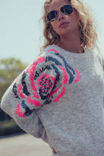 Load image into Gallery viewer, Sequin Floral Fuzzy Knit Sweater