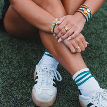 Load image into Gallery viewer, K'lani hair tie bracelets - "Game Day" Green &amp; Yellow Hair Tie Bracelets