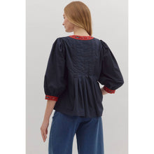 Load image into Gallery viewer, Solid Top with Tartan Trim