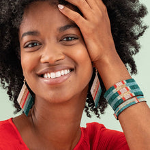 Load image into Gallery viewer, INK + ALLOY - Frida Mixed Stripe Beaded Earrings Teal Poppy Wholesale