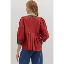 Load image into Gallery viewer, Solid Top with Tartan Trim