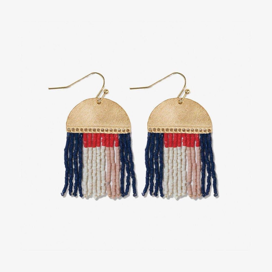 INK + ALLOY - Birdie Abstract Beaded Fringe Earrings Navy Wholesale