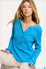 Load image into Gallery viewer, La Miel - HCT7679-Waffle Long Sleeve Henley Thermal Top Halloween