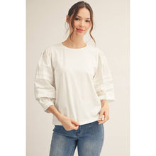 Load image into Gallery viewer, Solid Top with Lace Sleeves - White