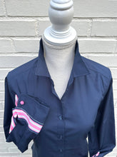 Load image into Gallery viewer, Pearly Vine - Audrey Ribbon FC - Navy w Navy &amp; Pink Stripe Ribbon