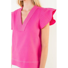 Load image into Gallery viewer, Stitched V-Neck Short Sleeve Top
